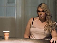 Big cock shemale Aspen Brooks gets interrogated by detective Chad Diamond
