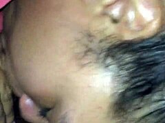 Nasty black cock pounds mature woman's face and neck