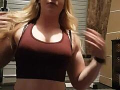 Blonde Gym Girl Teases and Strips for You