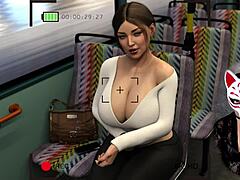Зрела жена у канцеларији 6 подивља са великим грудима у аутобусу