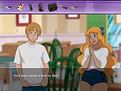 Stora bröst och kurvig anime-tjej får sin oskuld tagen i ett spel