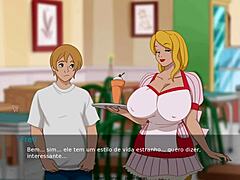 Store bryster og kurvet anime-pige får sin mødom taget i et spil
