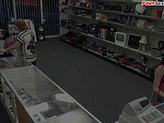 MILF gets oral and anal sex in a shop