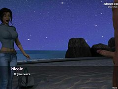 Utro kone med store bryster og kurvet røv får creampie af yngre elsker på stranden i hot 3D-animation