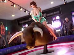 Kurvet moden stedmor med store bryster praler med dem i 3D Hentai-spil