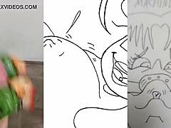 Fat hentai girl with big tits jacks off guy and rabbit in steamy video