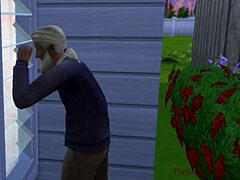 Oude man betaalt huur voor een jong meisje in de Sims 4 spion douche