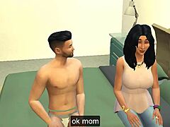 Mama vitregă și fiul vitreg fac sex fierbinte în timp ce fiul vitreg o vizitează