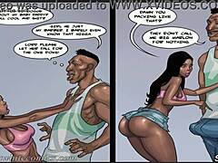 Ebony MILF with natural tits cheats on her new Jordans in female voiced comic