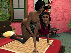 Madrastra tiene sexo con hijastra en escena lésbica de Sims 4