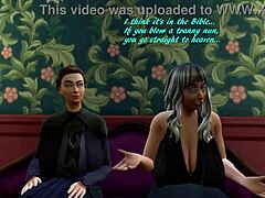 Orgia interracial con un gran culo y grandes tetas en una parodia de Sims 4