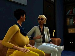 Межрасовый секс втроем с возбужденной школьницей из Sims 4