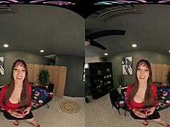 Poker de realidade virtual com uma MILF morena