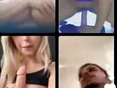 Drei lesbische schlampen verwöhnen sich mit anal-spiel auf der webcam