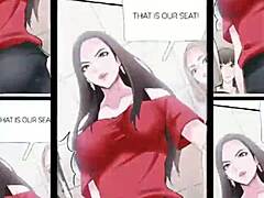 Anya és lány felfedezik szexuális vágyaikat nyilvános anime pornóban