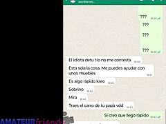 Latina MILF masturbiert in Whatsapp-Webcam mit Stiefschwester