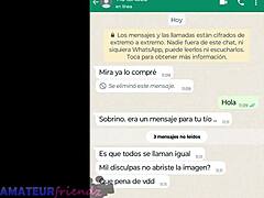 MILF latina se masturba en la webcam de Whatsapp con su hermanastra