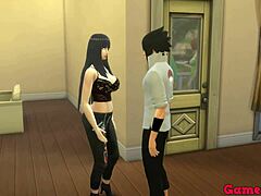 Blowjob dan anal: Sasuke selingkuh dengan Hinata dengan gadis berpayudara besar