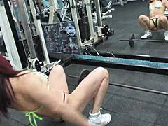 MILF goddess gets fucked in the gym while I spread her legs